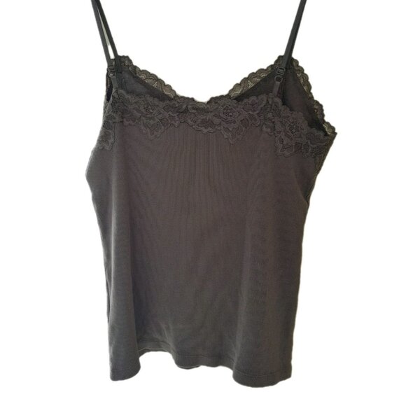 Apostrophe Y2K Lace Balletcore Stretch Knit Size Large Petite Cami Mocha Brown - Picture 3 of 7